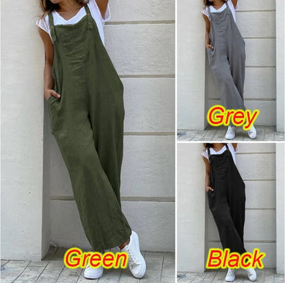 Jumpsuits women 2026 rompers solid color long sling sleeveless strappy top pocket  jumpsuits women's clothing