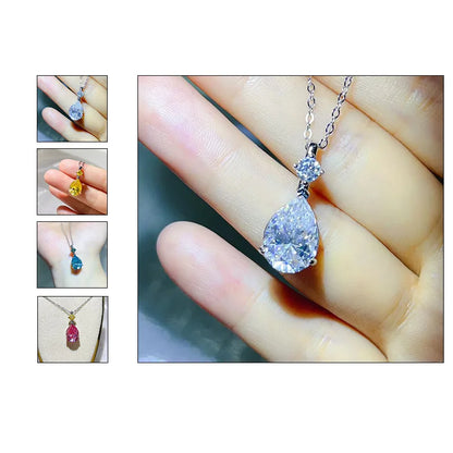 luxury 18K white gold and platinum PT950 new 5.3 carat water drop color moissanite pendant large carat model