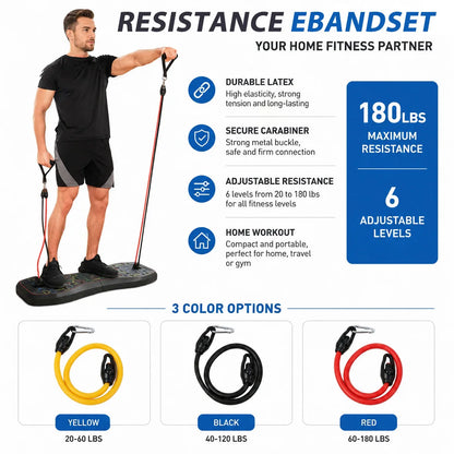 20 in 1 Portable Home Gym Workout Set Foldable Push Up Board with Resistance Bands Pilates Bar Ab Roller Hand Grip Trainer Full Body Fitness Equipment for Home Travel Exercise