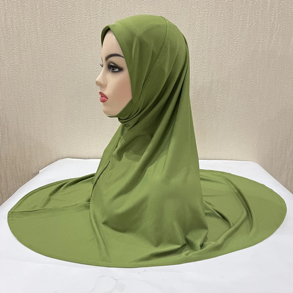H124 Adults high quality big size muslim hijab scarf with chin part islamic headscarf hats armia pull on headwrap turban caps