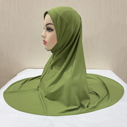 H124 Adults high quality big size muslim hijab scarf with chin part islamic headscarf hats armia pull on headwrap turban caps