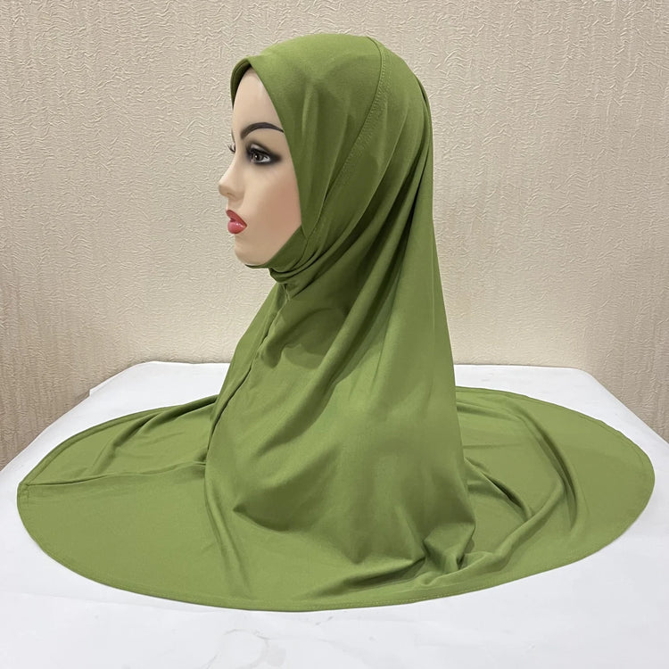 H124 Adults high quality big size muslim hijab scarf with chin part islamic headscarf hats armia pull on headwrap turban caps