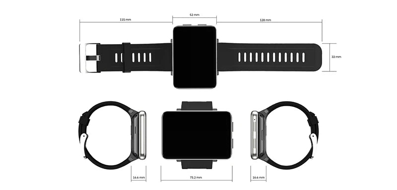 DM100 4G Smart Watch 2.86 Large Screen Android 7.1 Smartwatch 2700mAh Battery MTK6739 Quad Core 3GB/32GB 5.0MP Camera Wifi GPS