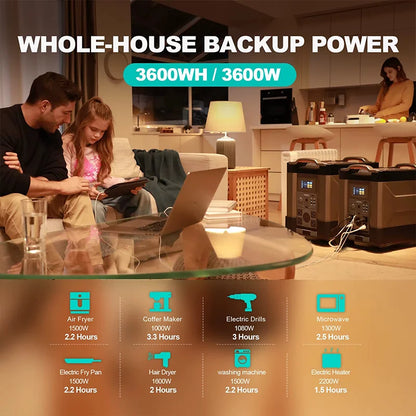 4000W 3456Wh LiFePO4 Portable Power Station UPS Solar Generator MPPT