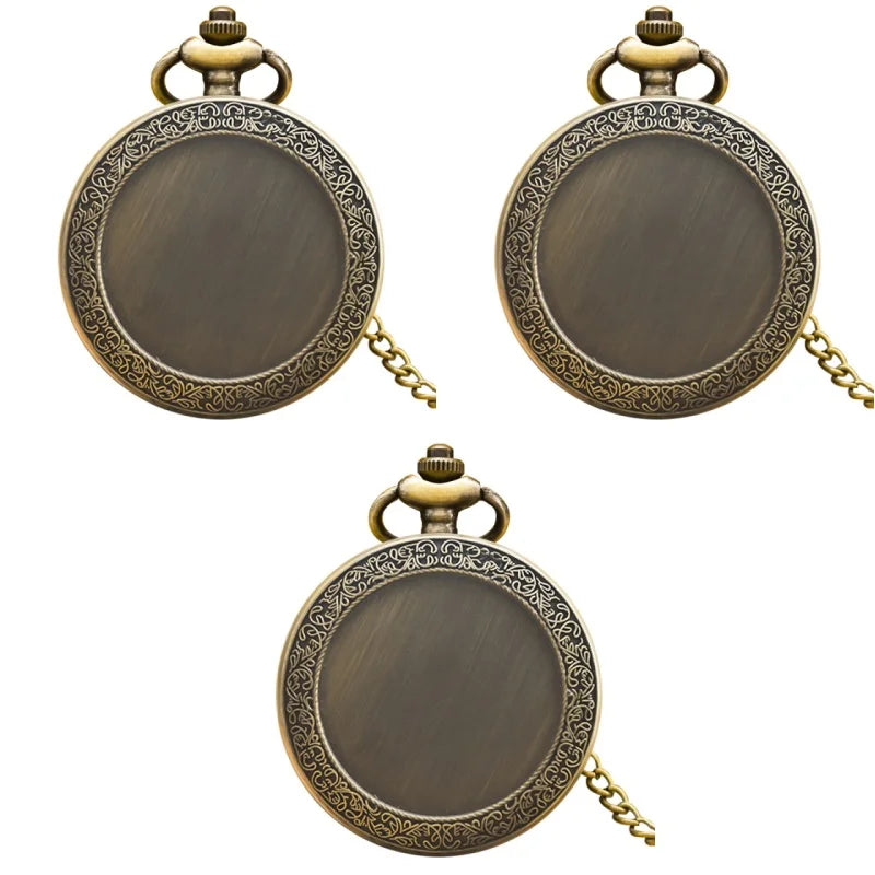 Retro Charm Neutral Fashion Textuable Quartz Pocket Watch Steampunk Men's and Women's Necklace Pendant Gift