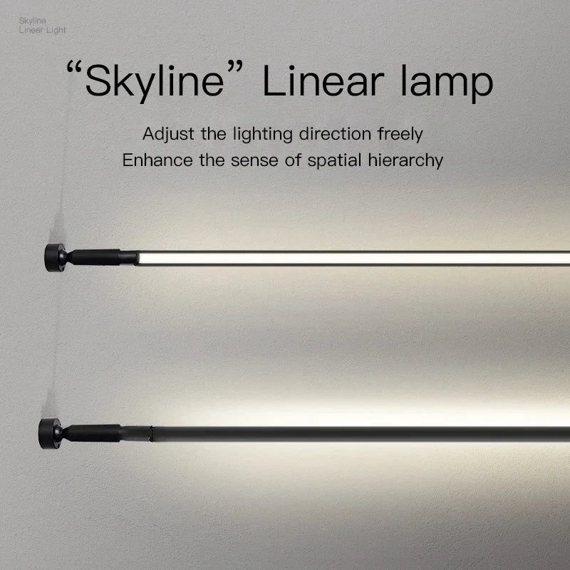 LED black and white skyline steel strip luminous linear no main light decoration, modern creative exhibition hall wall light