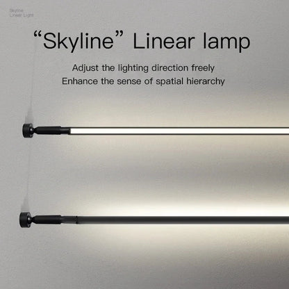 LED black and white skyline steel strip luminous linear no main light decoration, modern creative exhibition hall wall light