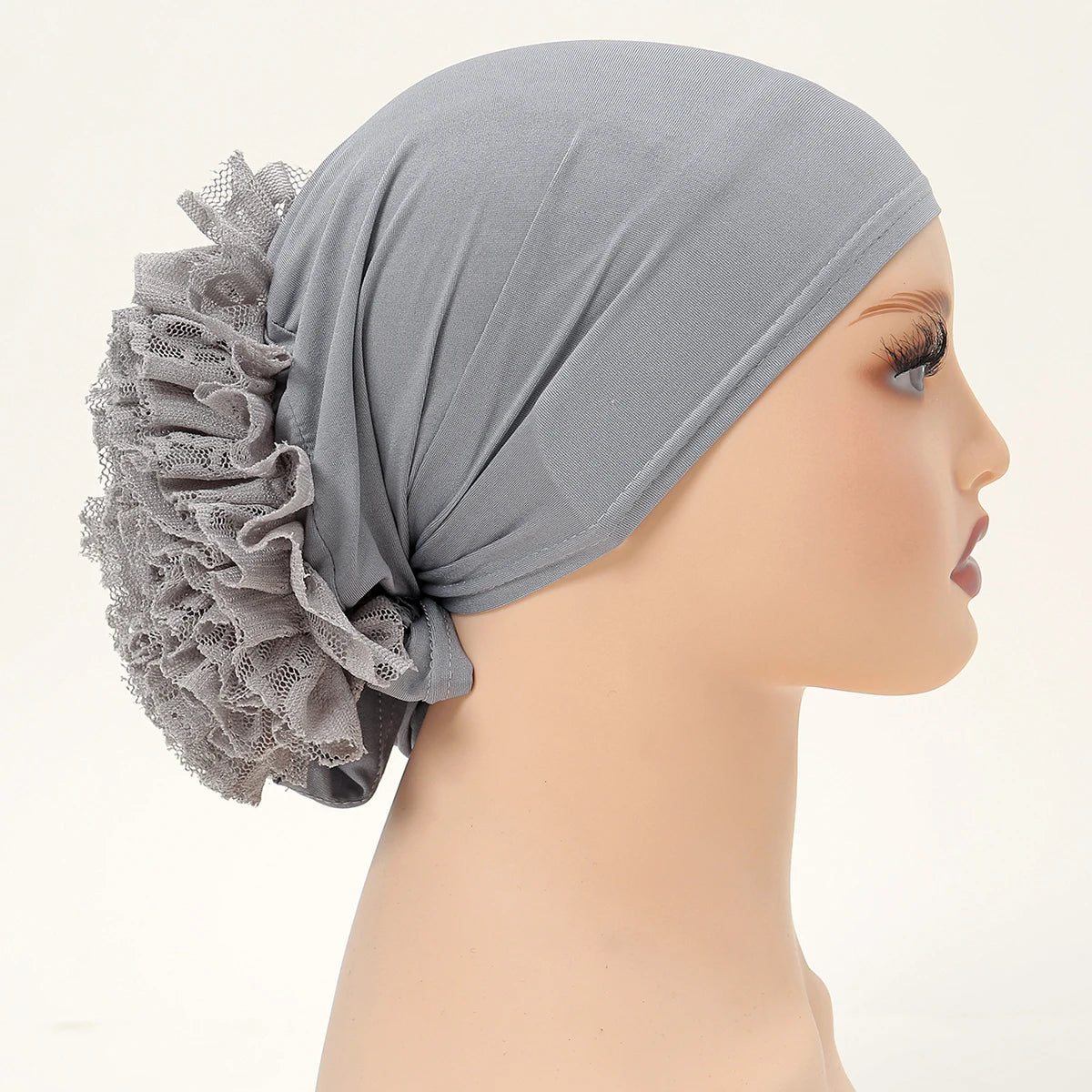 Muslim Under Hijab Cap Big Lace Flower Volumizer Scrunchie Muslim Inner Hijab Islamic  Turban Headwear Female Bonnet Accessories