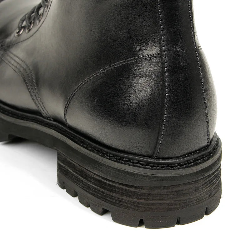 Vintage Work Boots Men's Winter High-top Leather Boots Men Mid-top Short Boots