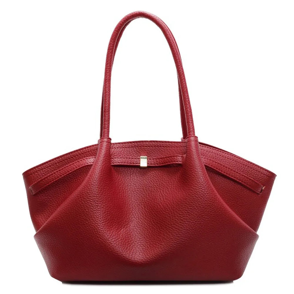 Luxury Lychee Pattern Underarm Shoulder Bags Solid Color PU Leather Women's Handbags Large Capacity Tote Bag Travel