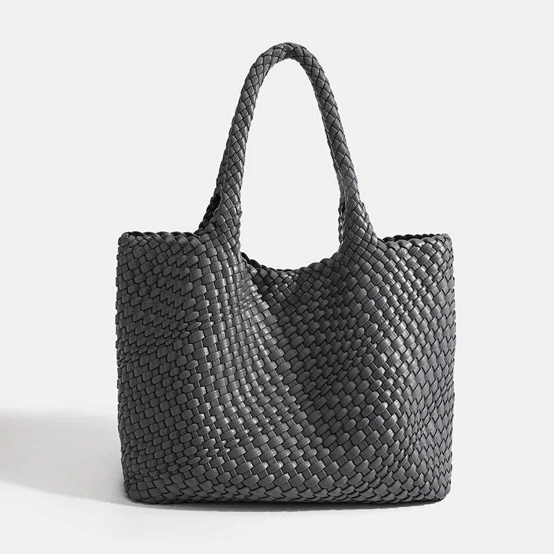 Large-Capacity Designer Knitting Fashion PU Leather Women's Shoulder Bag Handbags for Beach Travel Single-Shoulder Ladies Bag