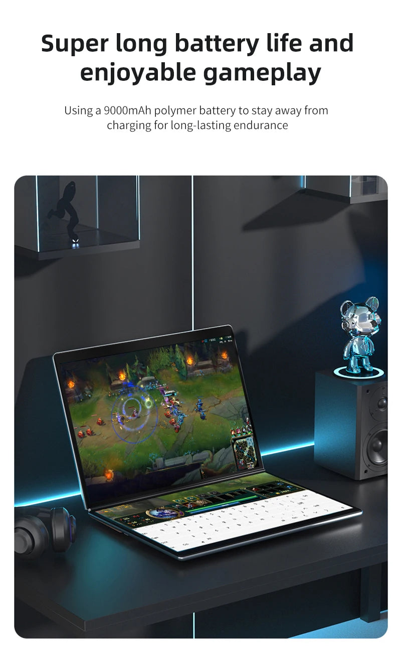 BYONE 13.5 Inch Dual Screen Touch Laptop 2.5k UHD 9000mAH DDR5 16GB RAM 512 GB 1TB 2TB SSD 180° Foldable Portable 2 in 1 Tablet