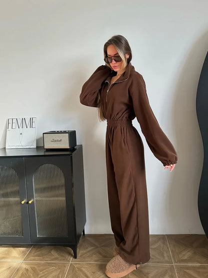 Sports and Leisure Contrast Color Jumpsuit Fashion Trend Street Jumpsuit Women’s Suit New Women Clothing