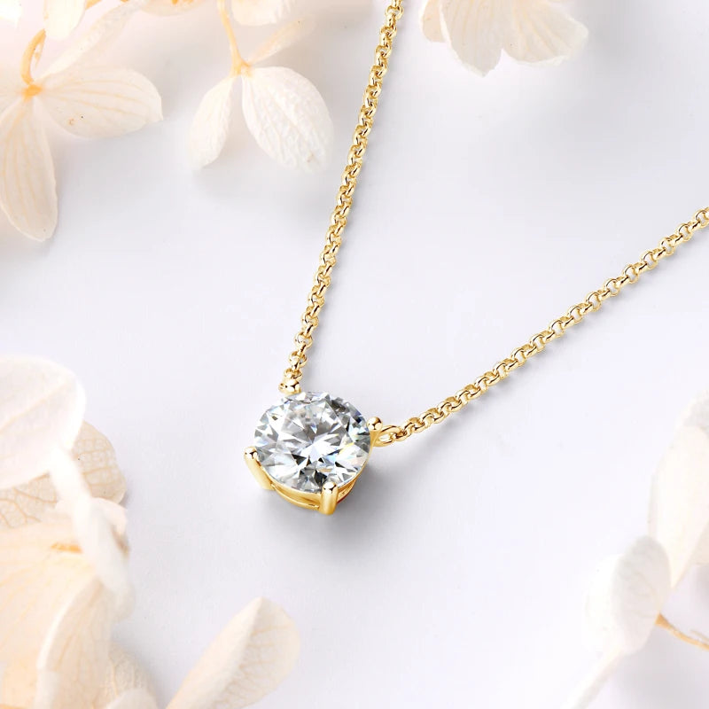 IOGOU 1 Carat D Color Moissanite Diamond Pendant Necklace 925 Sterling Silver High Carbon Simulated Diamond Engagement Necklace