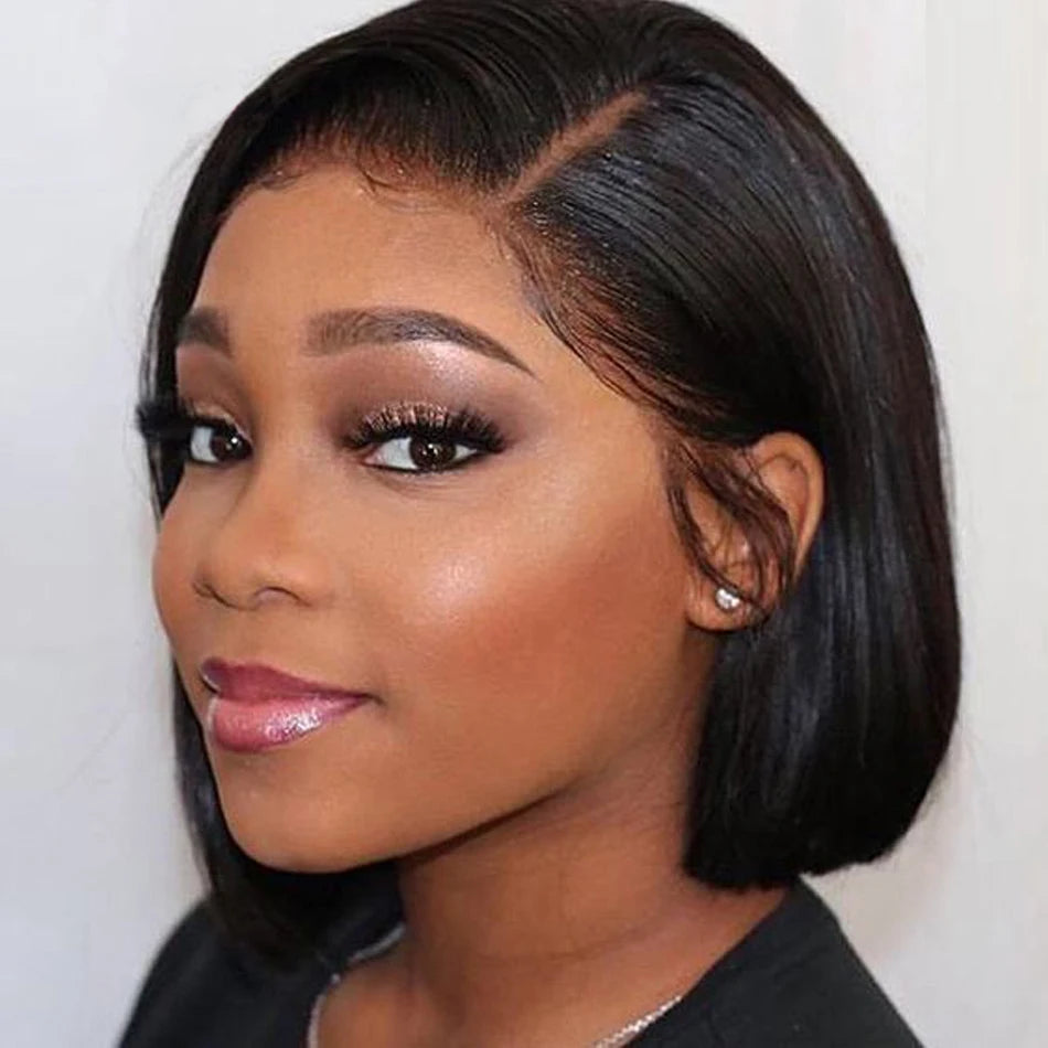 2026 new Bone Straight Short Bob Wigs Glueless Human Hair Wigs Transparent Lace Frontal Wig for Women Pre Plucked