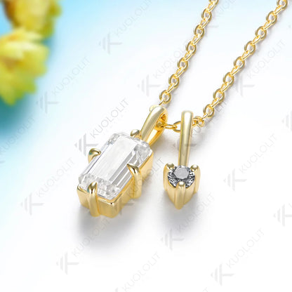 Kuololit 2.6CTW Moissanite Custom Necklace for Women Solid 585 14K 10K Yellow Gold Necklace for Christmas Gifts Party Jewelry