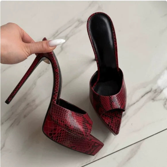 Summer Women's Pointed Toe Open Toe Stiletto Cool Slippers Fashion Women's Wedding Dance Shoes  Luxury Sandals Slippers
