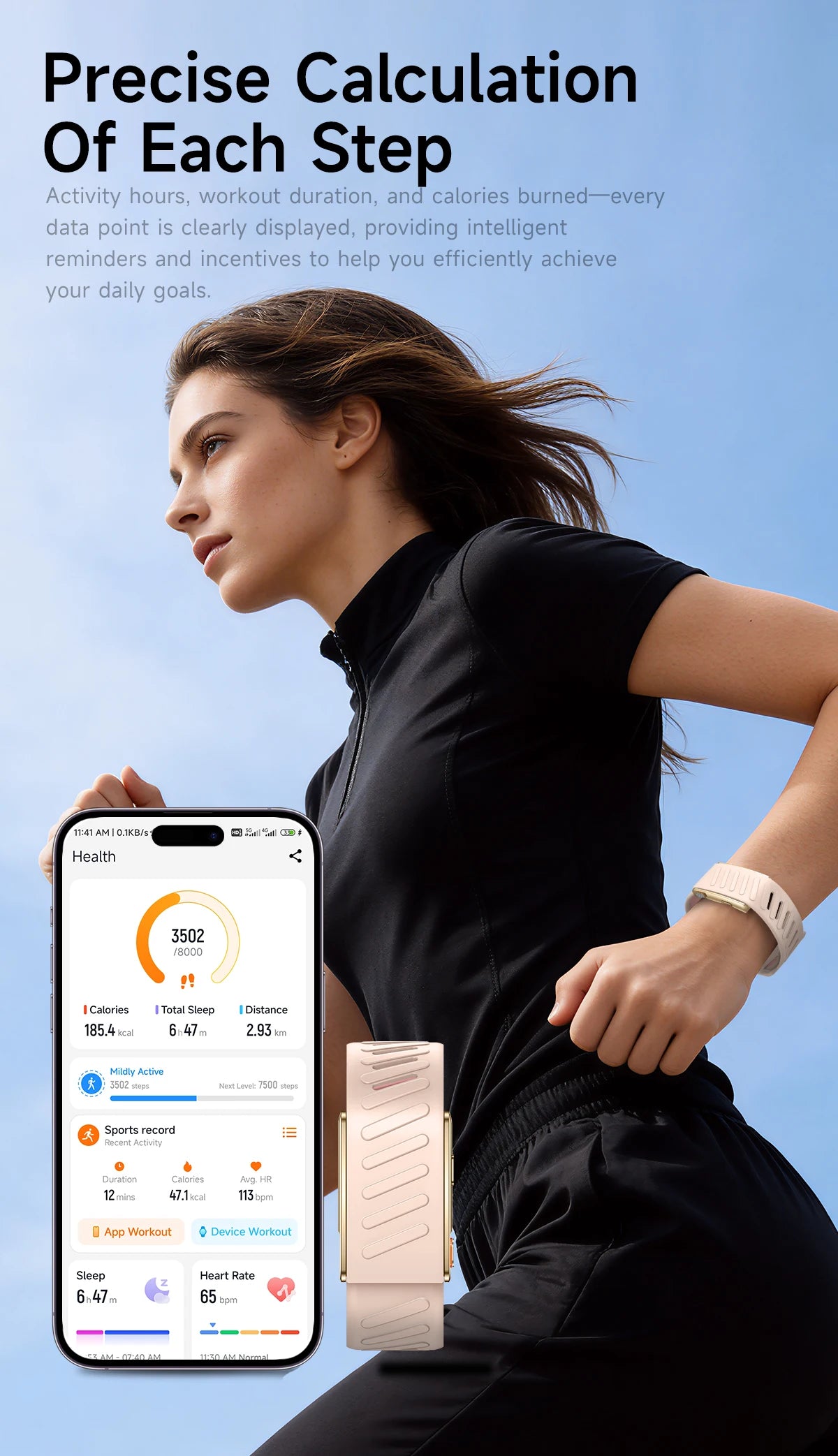 Newly Sports Smart Band,24Hours ECG+HRV,Blood Pressure,Body Fat,Screenless Design,3ATM Waterproof,BT5.3,Fitness Tracker Bracelet