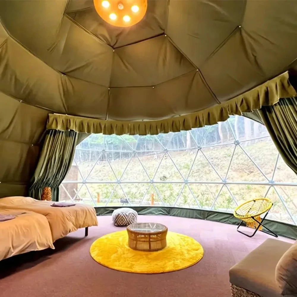 Geodesic Dome Tent 4 Season Waterproof Camping Tent Luxury Glamping Dome Tent PVC Bubble Windproof Garden Outdoor Shelter