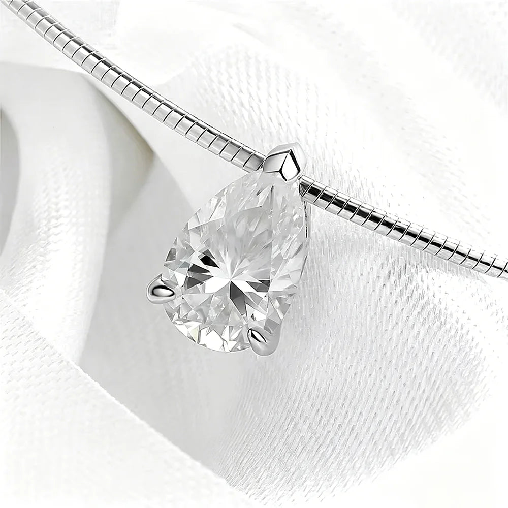GRA Certified 3/4/5Carat Waterdrop Moissanite Collar Necklace For Women S925 Silver Pear Cut Solitaire Diamond Omega Necklace