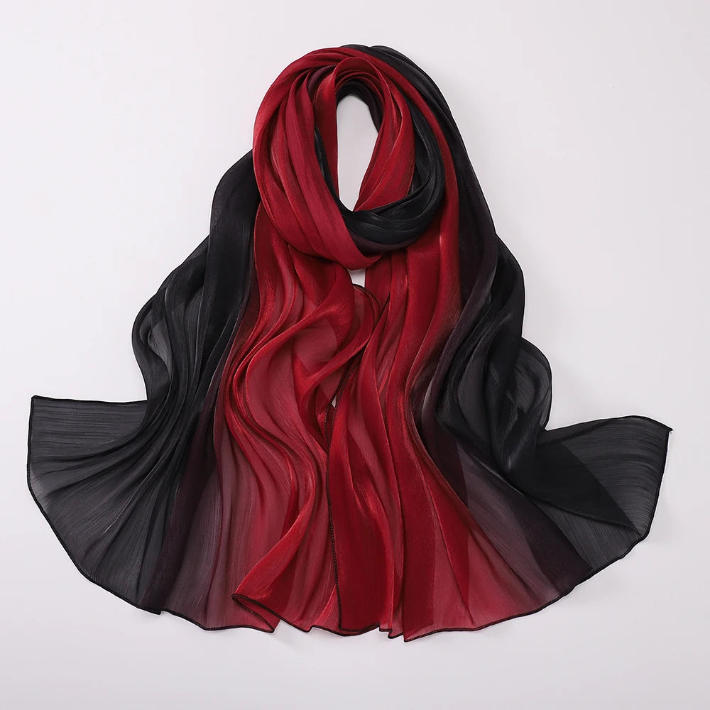 Two-color Shimmer Shiny Satin Hijab Crinkle Scarves Shawl Women Muslim Hijab Crepe Bandana Islamic Shimmer Silk Hijab