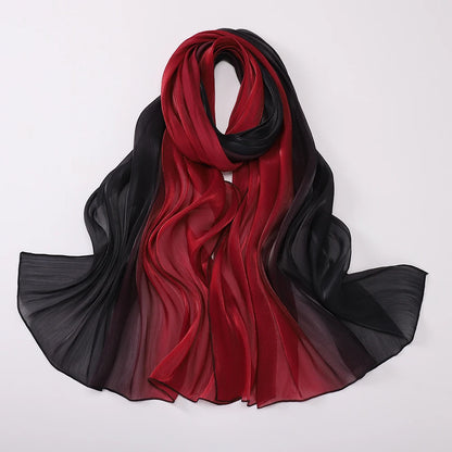 Two-color Shimmer Shiny Satin Hijab Crinkle Scarves Shawl Women Muslim Hijab Crepe Bandana Islamic Shimmer Silk Hijab