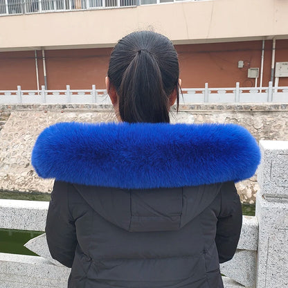 100% Real Fox Fur Collar Winter removable fur Hood Trims Warm Furry Decor Shawls for Coat Parkas Luxury Female fur Scarf