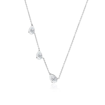 Smyoue Gradient Moissanite Necklace for Women 3 Gems Pear Cut Certified Luxury Pendant Lab Diamond Jewelry Sterling Silver 925