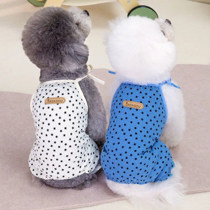 Dog Jumpsuit Pajamas Dog Clothes Summer Blue Beige Puppy All-In-One Tracksuit For Small Dogs Chiwawa Yorks Puppy Pijamas Onesie