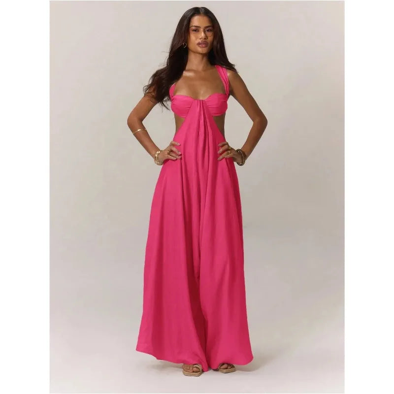 2026 Backless Jumpsuits For Woman Jumpsuit Sling Hollow Out Slim Solid Color Sleeveless Casual Elegant Temperament Simple Style
