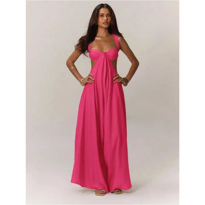 2026 Backless Jumpsuits For Woman Jumpsuit Sling Hollow Out Slim Solid Color Sleeveless Casual Elegant Temperament Simple Style