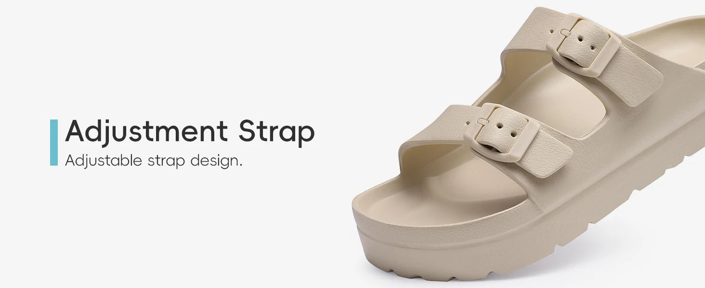 Shevalues Casual Women's Sandals With Arch Support Anti-slip Fashion New Slides Soft Sole Beach Slippers With Adjustable Buckle
