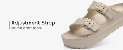 Shevalues Casual Women's Sandals With Arch Support Anti-slip Fashion New Slides Soft Sole Beach Slippers With Adjustable Buckle