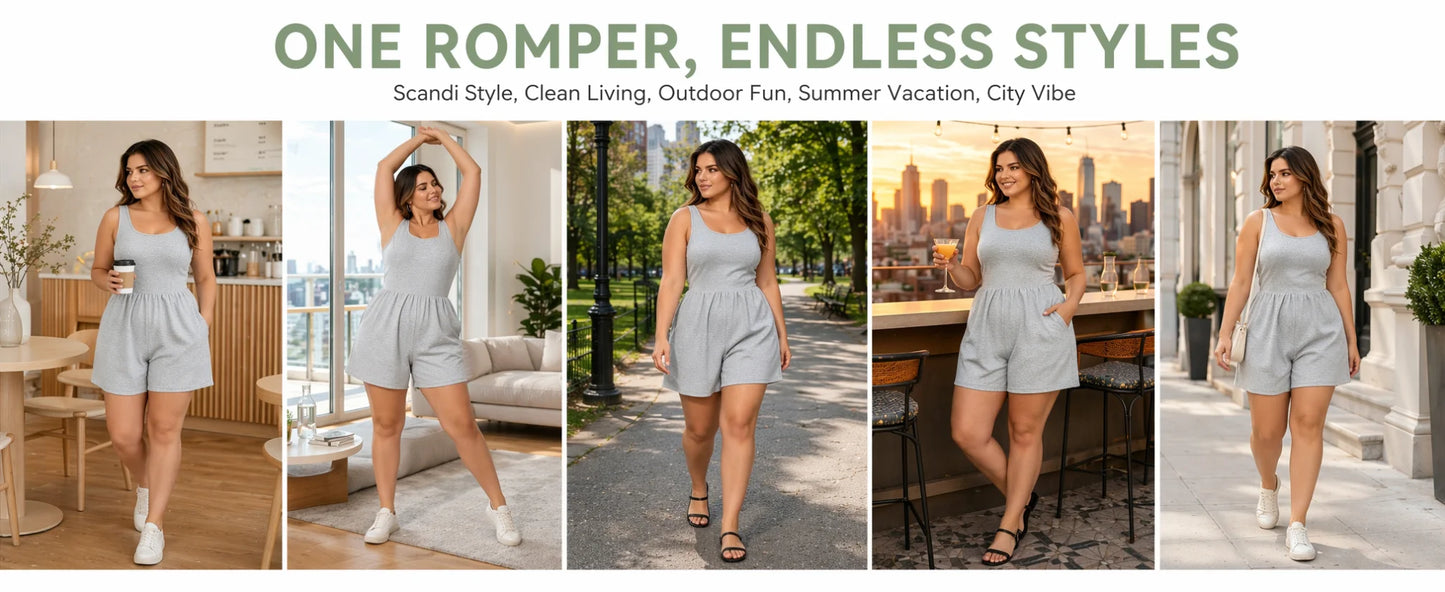 Pocket 2-in-1 Romper—Easy Peezy Edition Womens Solid Color Sports Rompers Casual Jumpsuit Workout Athletic  Sleeveless Outfit