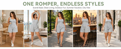 Pocket 2-in-1 Romper—Easy Peezy Edition Womens Solid Color Sports Rompers Casual Jumpsuit Workout Athletic  Sleeveless Outfit