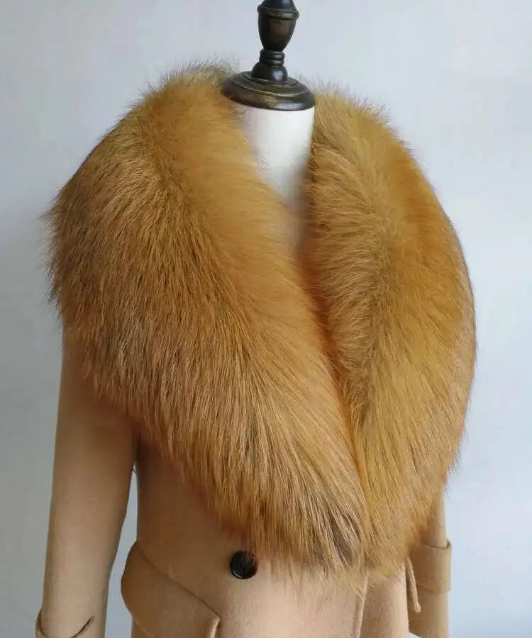 Real Fox Fur Collar for Women Coat Jacket Female Wraps Winter Warm Fur Scarf Extra Large Size Neck Warmer Fur Shawls Scarves
