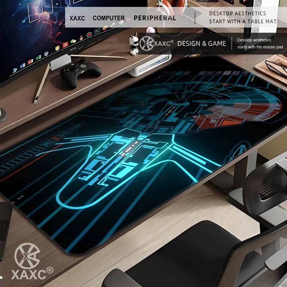 Black S-Stars T-Treks Mouse Pad Large Keyboard Mouse Desk Pad XXL Non-Slip Rubber Gaming Mouse Pad Laptop Mouse Carpet XAXC