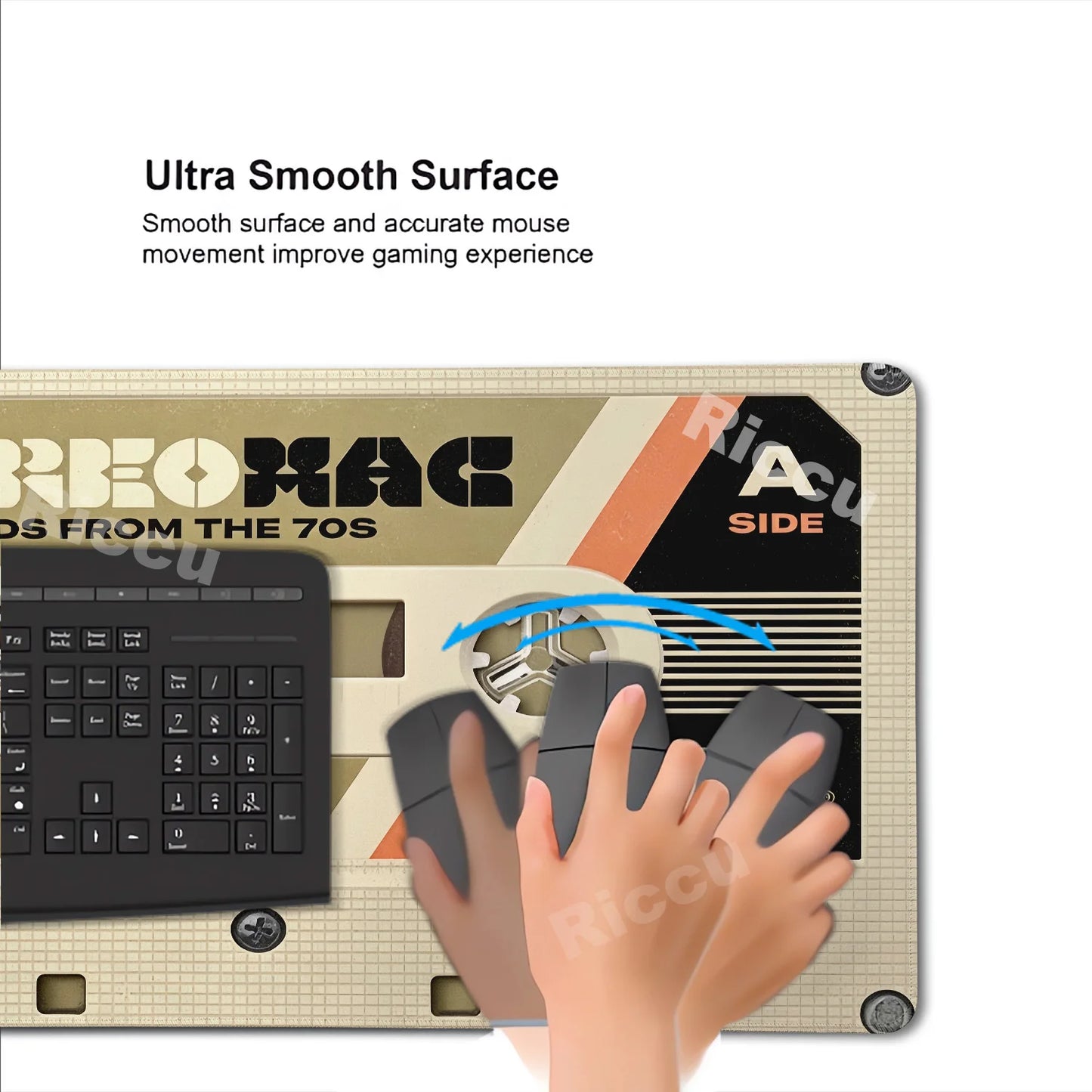 Retro VHS Style Xxl Mouse Pad Computer Large Size Mousepad Non-slip Gamer Keyboard Mausepad 90x40cm Art Design HD Deskmat Carpet