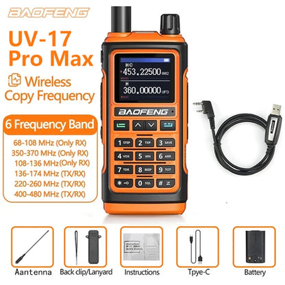 Baofeng UV-17pro Max Air Band Walkie Talkie Draadloze Kopieerfrequentie Lange Afstand Type-C Noaa Am Draagbare UV-5R  Ham Tweewe