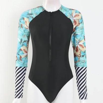 2026 Surfing Sport Swimsuit Long Sleeves Women One Piece Swimsuit  Swimwear Solid Monokini Bathing Suit Tropical Bodysuit Female