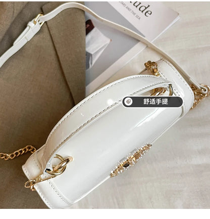 Light Luxury Burgundy Handbags for Women Trendy Versatile Buckle Flip Shoulder Bags Female Casual Commuting Chain Crossbody Bag