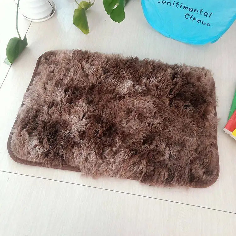 VIKAMA 1PC Silk Wool Rugs Children's Room Living Room Bedroom Tie-Dye Non-Slip Washable Machine Washable Carpet Mats