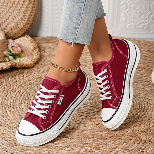 Fashion Candy Color New Casual Women's Sneakers 2026 New Solid Color Comfortable Thick Soled Shoes for Women Tênis Feminino