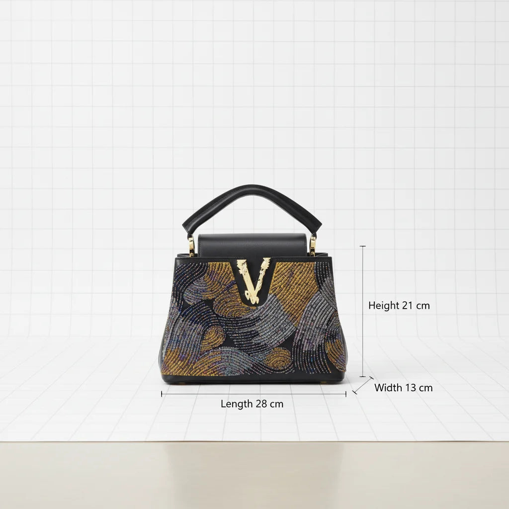 2026 Fashion Ladies Luxury Women's Bag High Quality Unique Bead-embellished Female Bag Cover Bucket Shape Designer Handbag 28 cm
