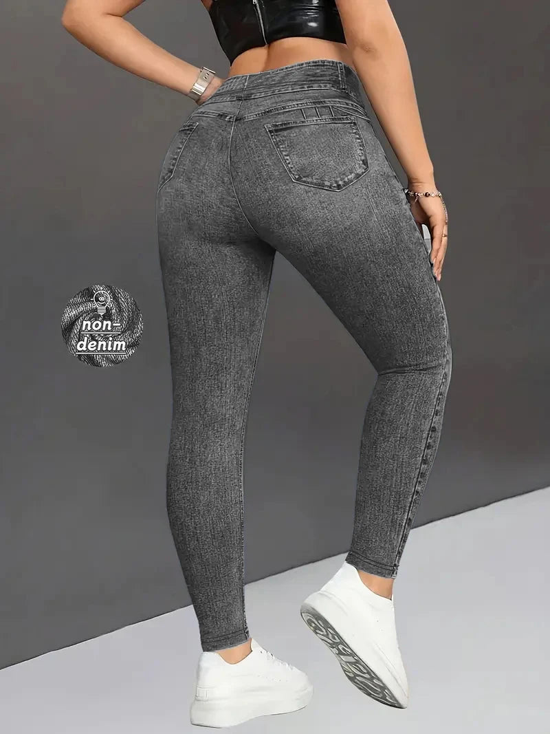Women's Imitation Comfortable Tummy Control Fitness Gym Yoga Pants Daily Wear Tummy Control Hip Lifting Skinny Yoga Pants