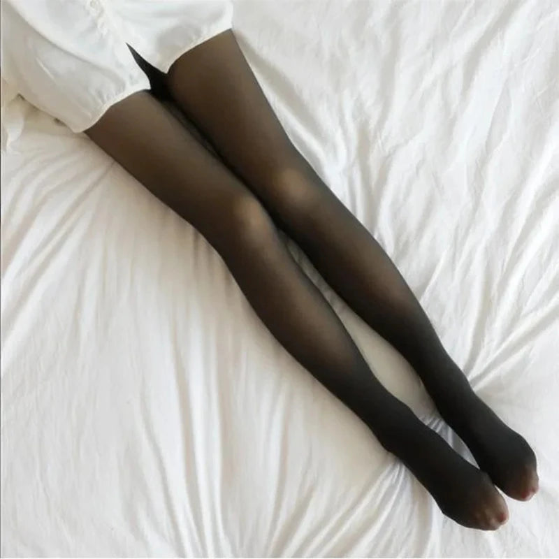 Women Thermal Stockings Sexy Fleece Tights Warm Winter High Waist Translucent Pantyhose Thick Elastic Skin Effect Plus Legging