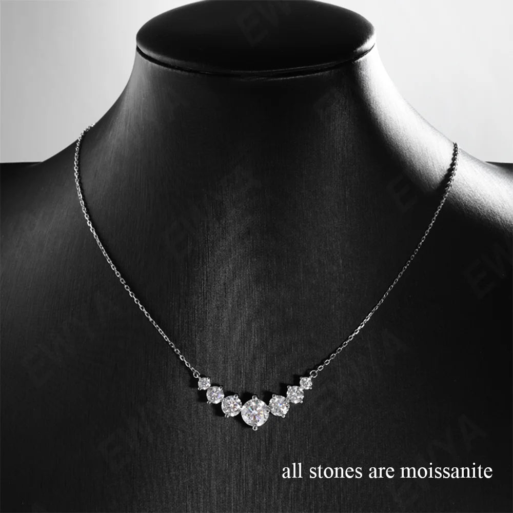 COSYA 1.7-5CT Full Moissanite Necklace For Woman 100% S925 Silver D Color Gradiant Lab Diamond Pendant Chain Fine Jewelry Gift