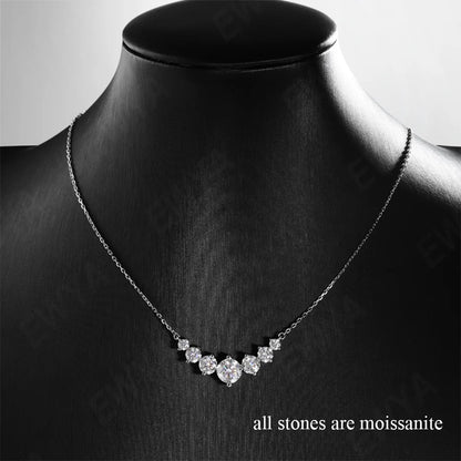 COSYA 1.7-5CT Full Moissanite Necklace For Woman 100% S925 Silver D Color Gradiant Lab Diamond Pendant Chain Fine Jewelry Gift