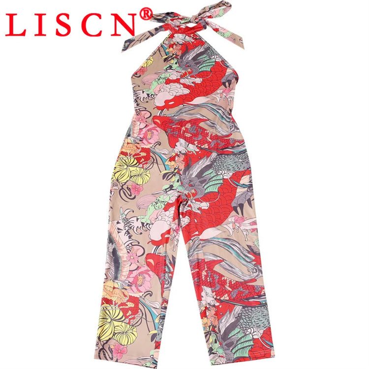 10 Bulk Items Wholesale Lots Jumpsuits for Women Sexy Sleeveless Printing Bodycon Rompers Party Club Clothes K17340