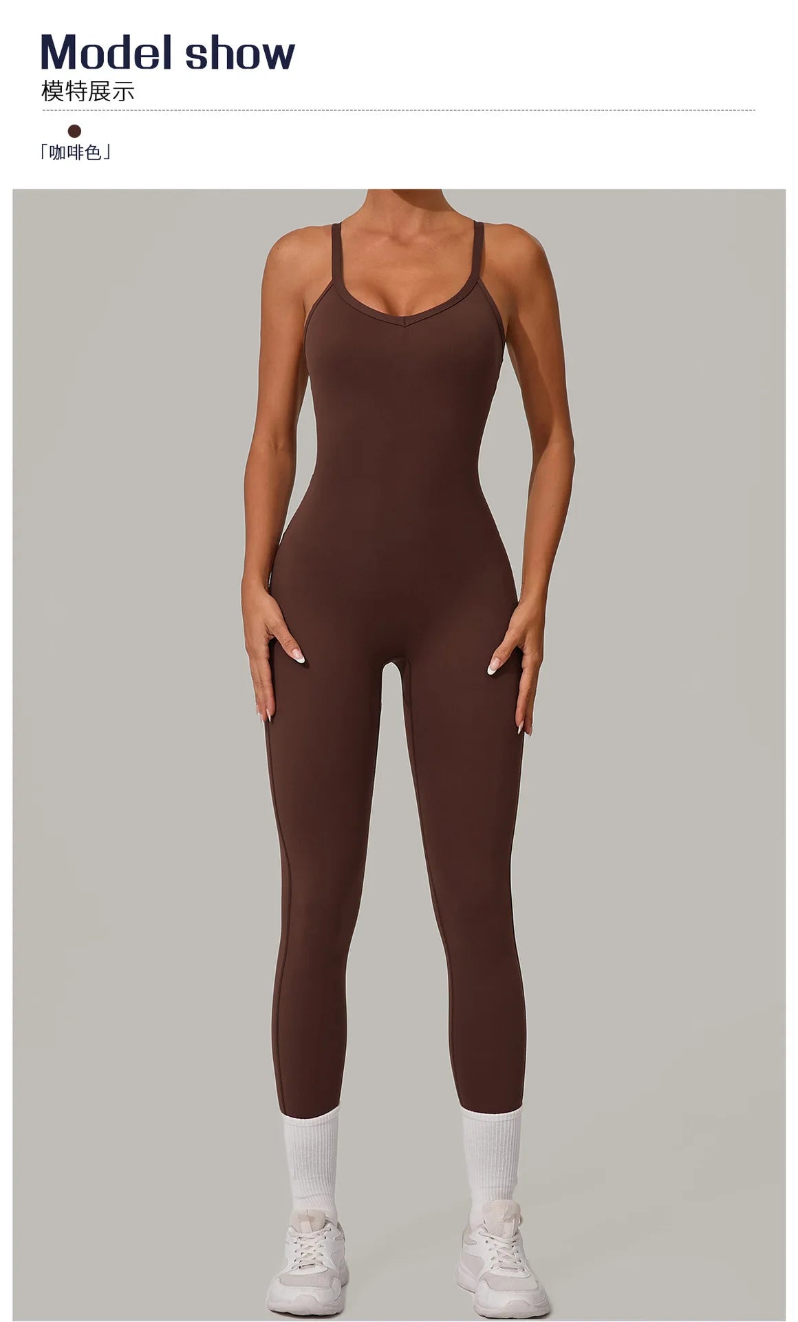 New Nylon Pad V-Neck Wrap Yoga Bodysuit - Adjustable Hook Tummy Control Butt Lift Workout Jumpsuit